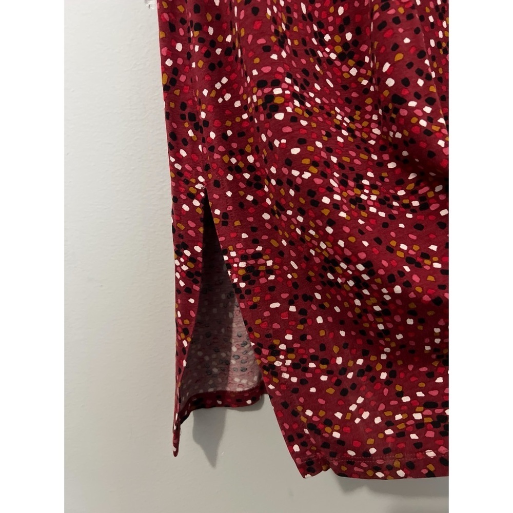 Hobbs London Hatty Jersey Dress Women’s 10 Red Multi Long Sleeve Button Ruched - Picture 13 of 16